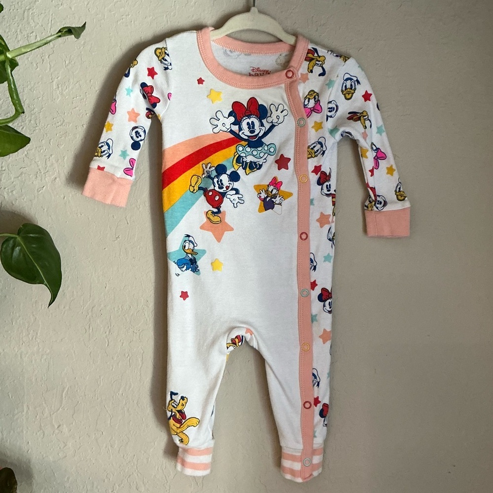 KIDS: Disney Mickey Mouse, Minnie Mouse, Daisy, Donald Pluto Rainbow Star Onesie - Picture 2 of 5
